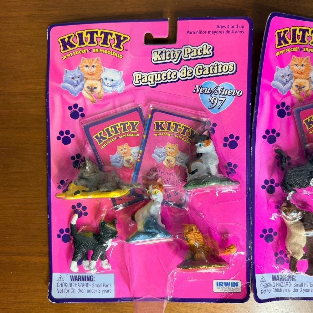 NOS Hasbro Kitty in My Pocket w/‎ 5 Fact Cards Collection Lot X3 Vtg 1997 SEALED
